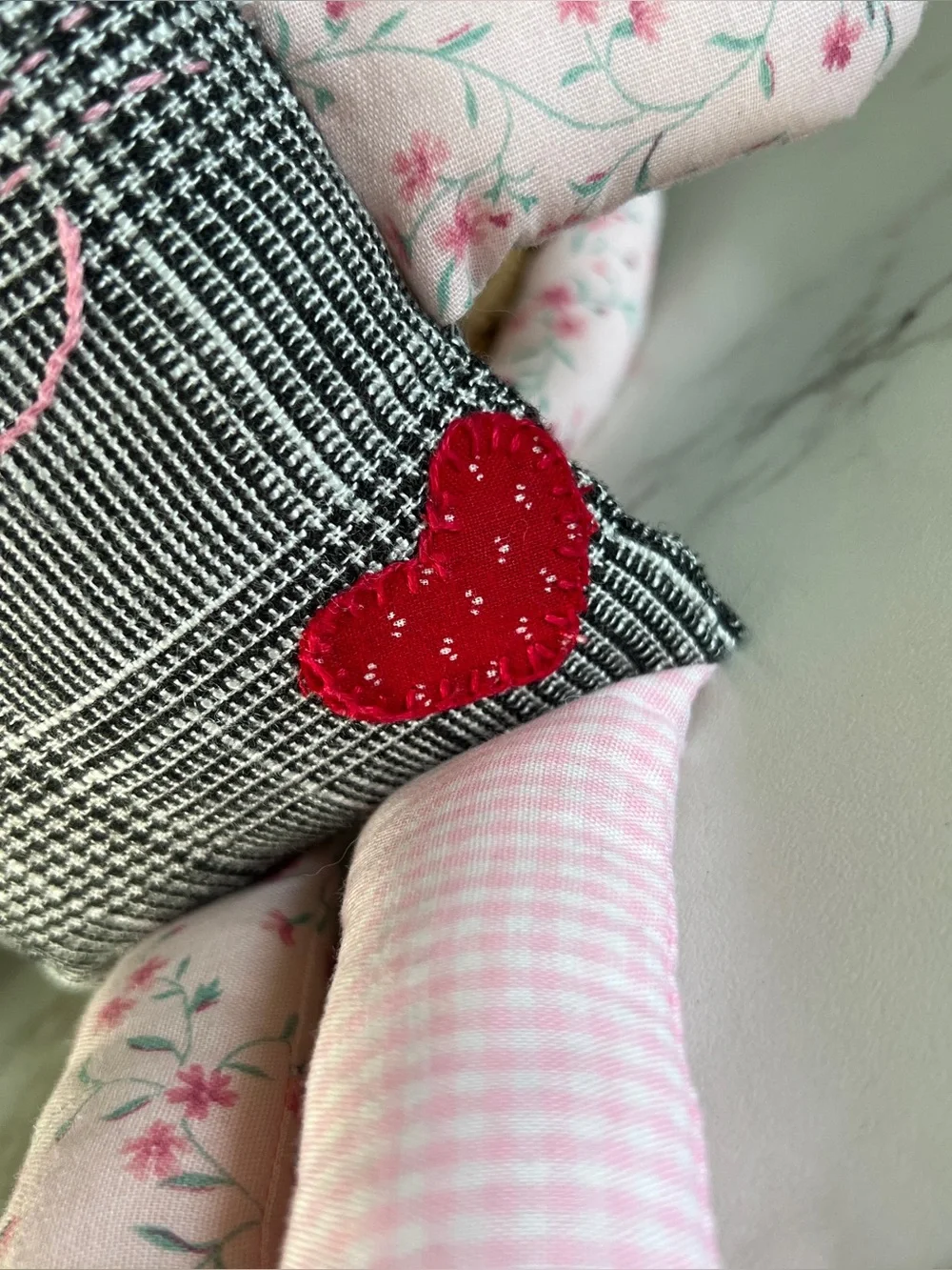 Handmade fabric scrap cat plush